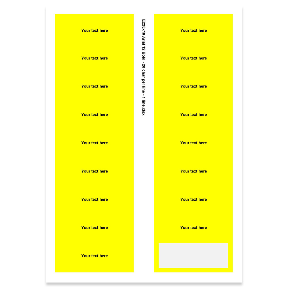 E225310 - 1 regel, max 20 tekens (lettertype: Arial 12)