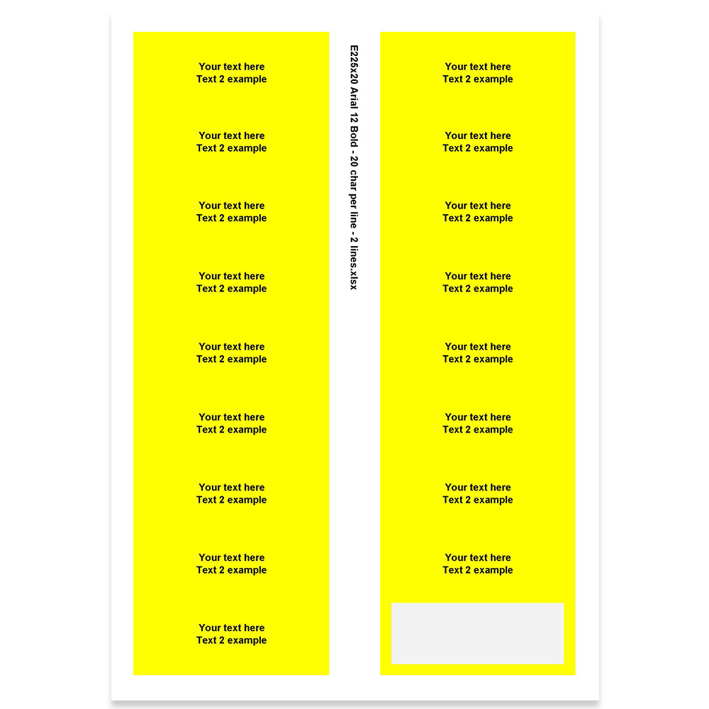 E225320 - 2 regels, max 2 x 20 tekens (lettertype: Arial 12)