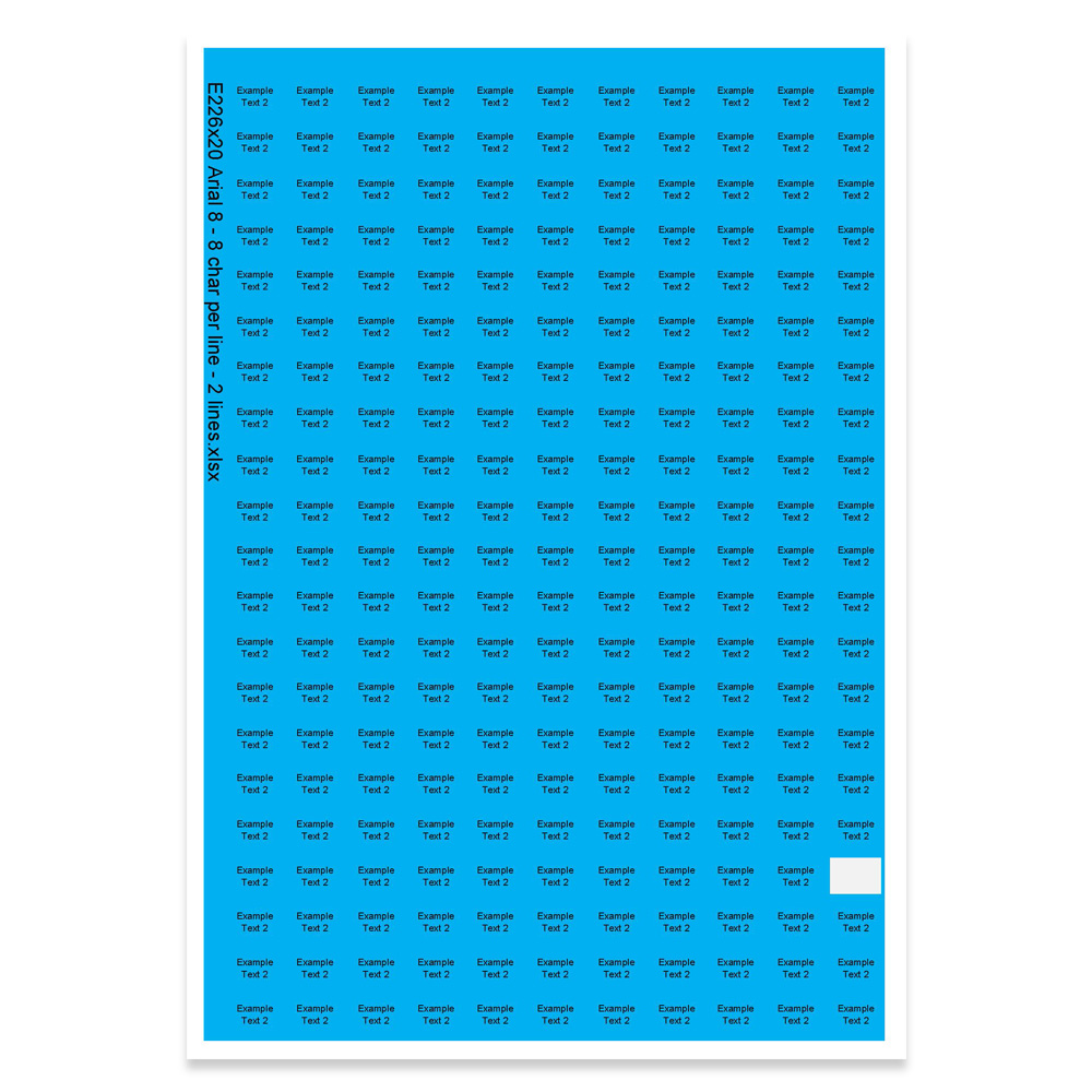 E226220 - 2 regels, max 2 x 8 tekens (lettertype: Arial 8)