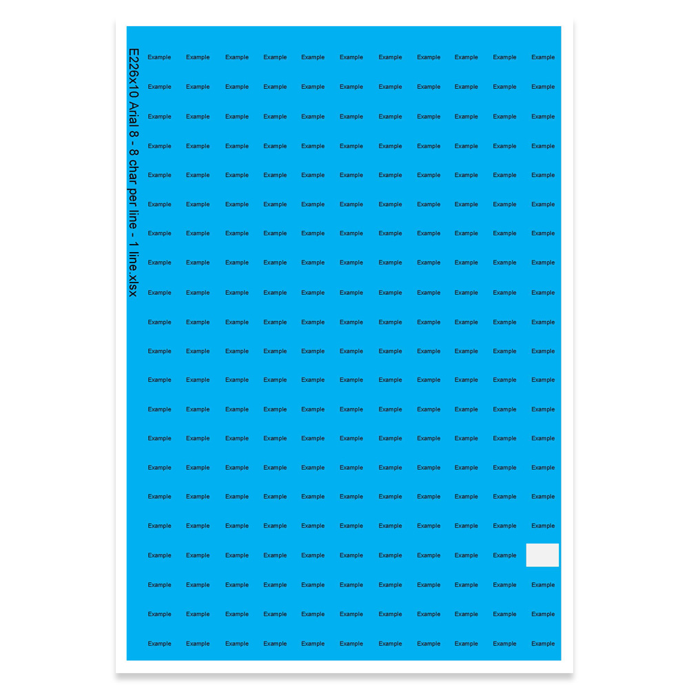 E226210 - 1 regel, max 8 tekens (lettertype: Arial 8)