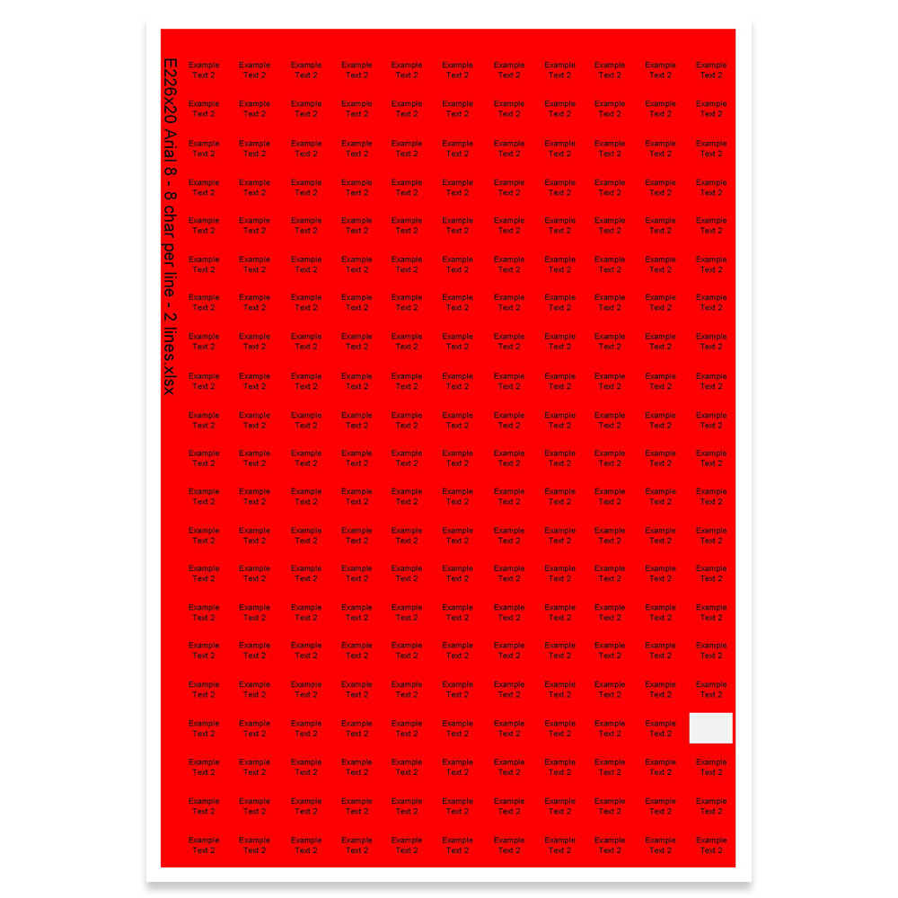 E226020 - 2 regels, max 2 x 8 tekens (lettertype: Arial 8)